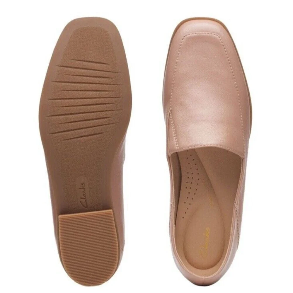NIB CLARKS Sarafyna Freva Leather Flat Women US Size‎ 11 M Praline Career Office